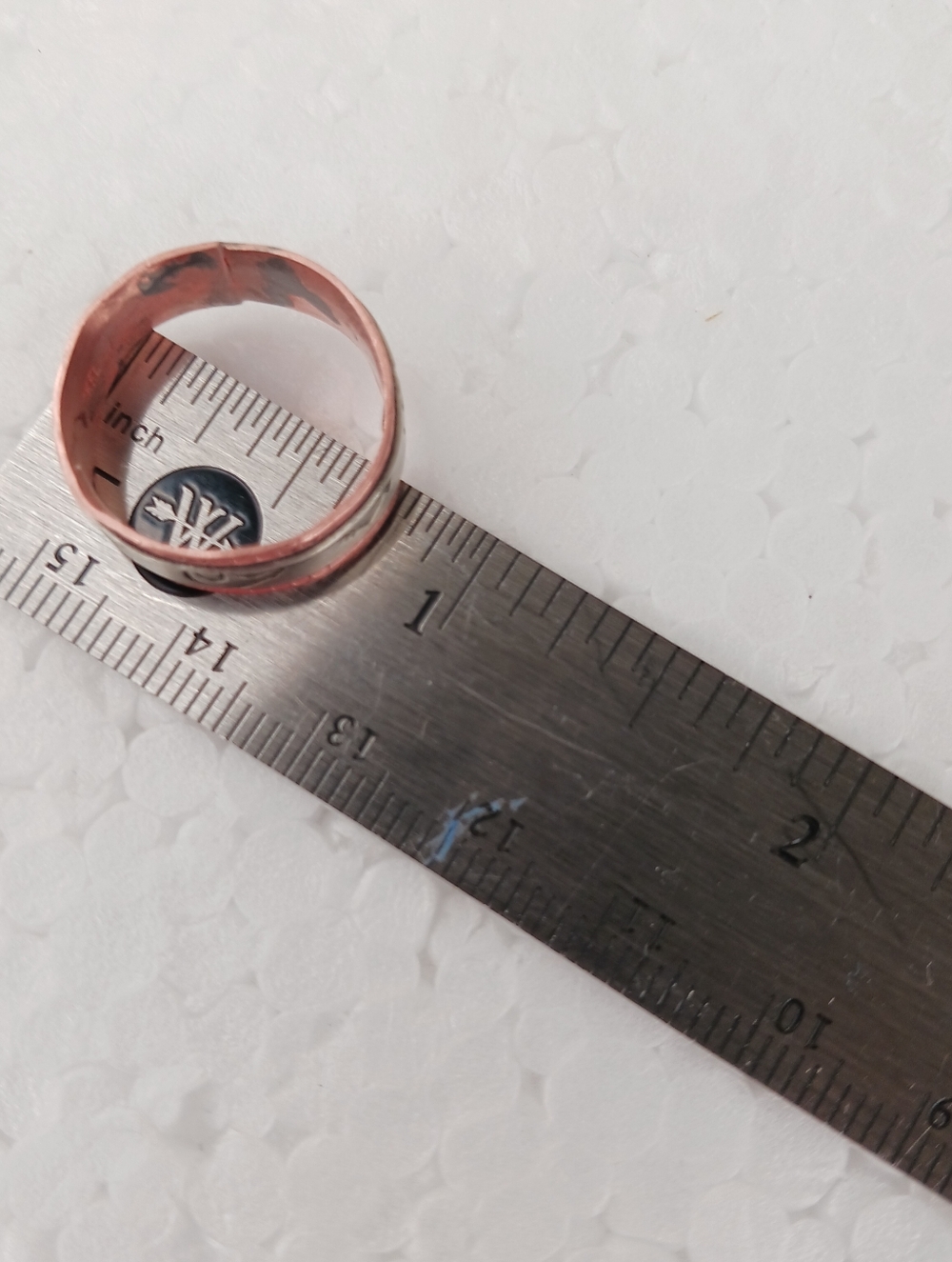 Navajo Signed Native American Ring TA Begay Copper Nickle Handmade Bear Arrows - Picture 11 of 17